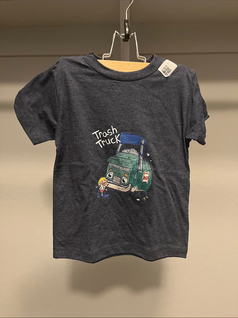 Bella Canvas Kids Navy Tee with Green Trash Truck Graphic